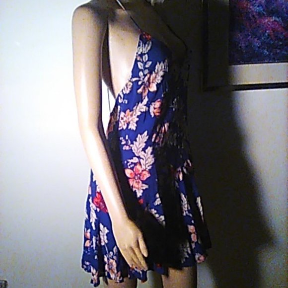 Forever 21 Mini Dress M Navy Floral Sundress - Picture 4 of 5